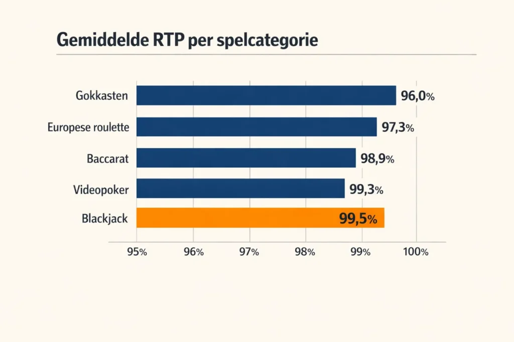 Best uitbetalende casino RTP per spelcategorie grafiek