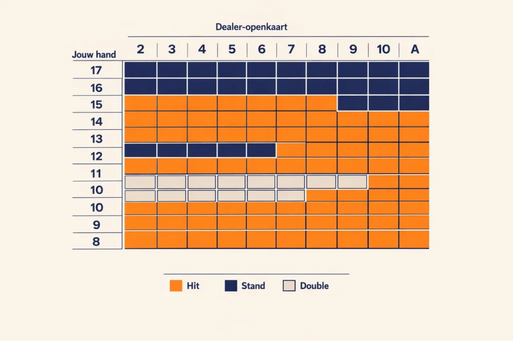 Online blackjack basisstrategie chart overzicht