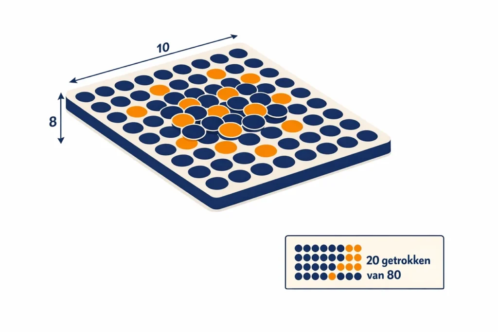Online keno 20 van 80 raster met markers