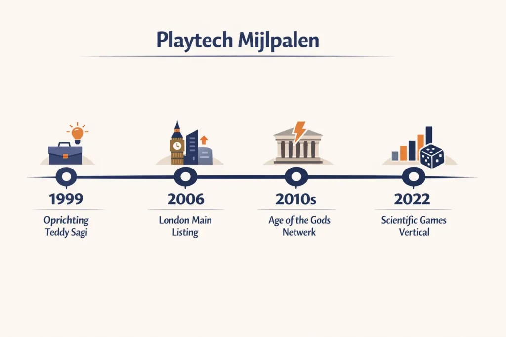 Playtech geschiedenis mijlpalen tijdlijn grafiek
