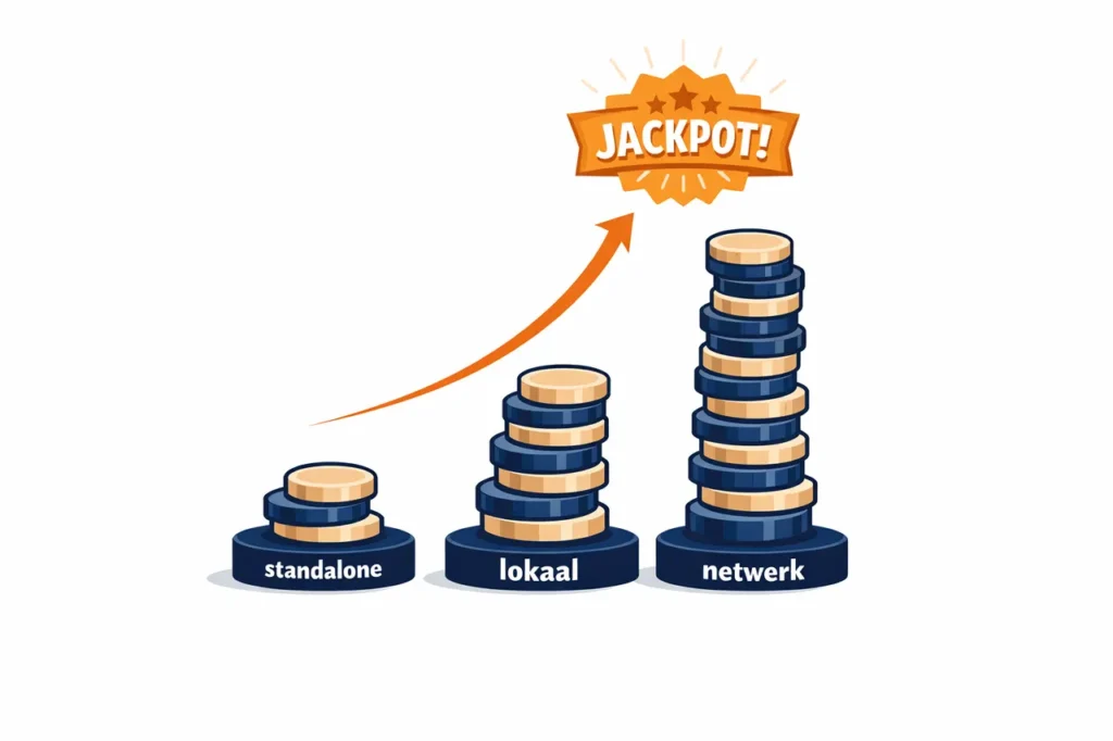 Progressieve jackpots pool opbouw niveaus illustratie