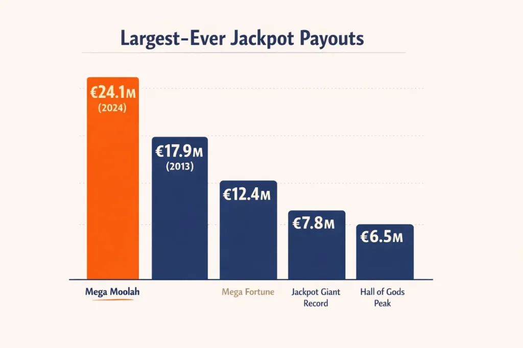 Progressieve jackpots grootste uitbetalingen historie grafiek